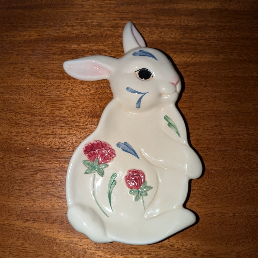 Lenox Barnyard Collection Bunny Spoon Rest~POPPIES ON BLUE Hard To Find.